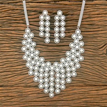 Cubic Zirconia Moti Necklace With Black Rhodium 2 Tone Plating