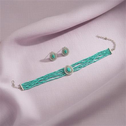 Cubic Zirconia Bandhai Necklace With Rhodium Plating