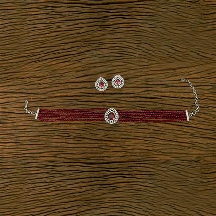 Cubic Zirconia Bandhai Necklace With Rhodium Plating