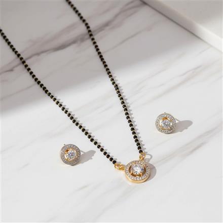 Cubic Zirconia Delicate Mangalsutra With 2 Tone Rhodium Plating