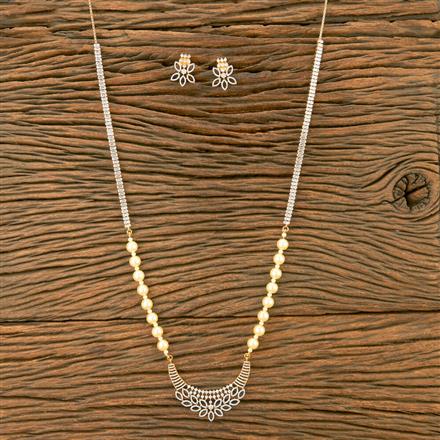 Cubic ZirconiaMoti Mala Necklace With 2 Tone Plating