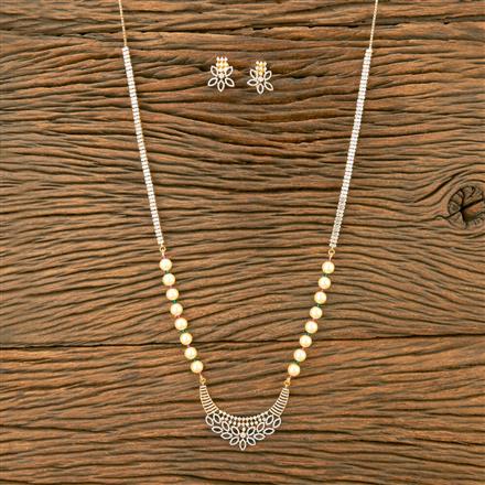 Cubic ZirconiaMoti Mala Necklace With 2 Tone Plating