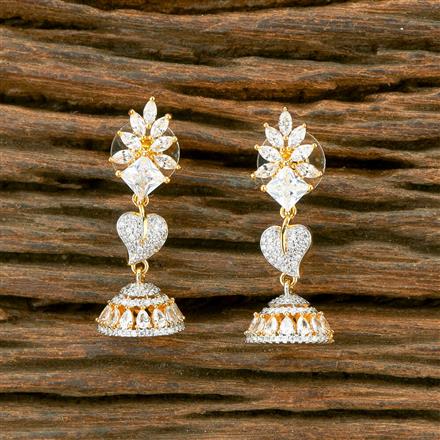 Cubic Zirconia Delicate Jhumki With 2 Tone Rhodium Plating