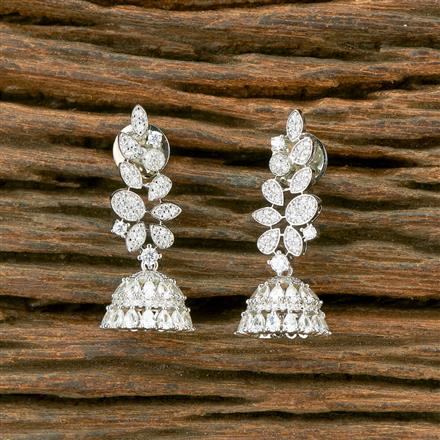 Cubic Zirconia Delicate Jhumki With 2 Tone Rhodium Plating