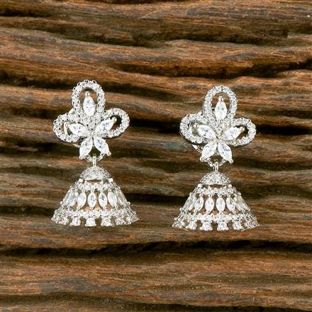 Cubic Zirconia Delicate Jhumki With 2 Tone Rhodium Plating