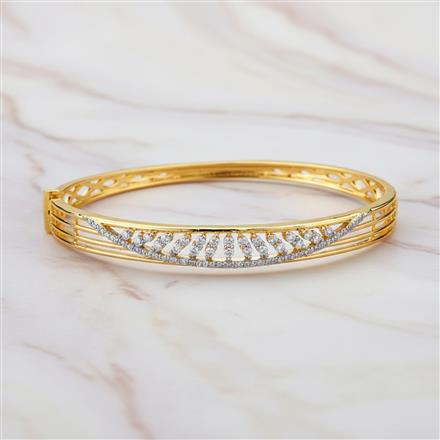 Cubic Zirconia Delicate Kada With 2 Tone Rhodium Plating