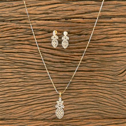 Cubic Zirconia Classic Pendant Set With 2 Tone Plating