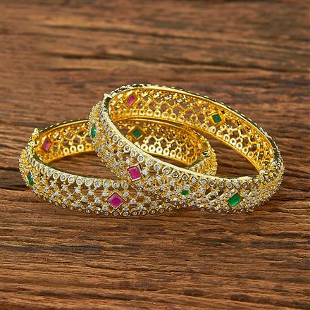 Cubic Zirconia Openable Bangles With Gold Plating