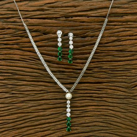 Cubic Zirconia Classic Necklace With Rhodium Plating