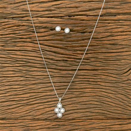 Cubic Zirconia Classic Pendant Set With Rhodium Plating