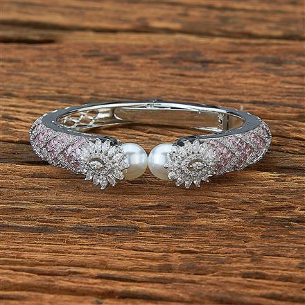 Cubic Zirconia Classic Kada With Rhodium Plating