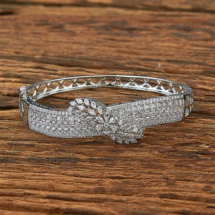 Cubic Zirconia Classic Kada With Rhodium Plating