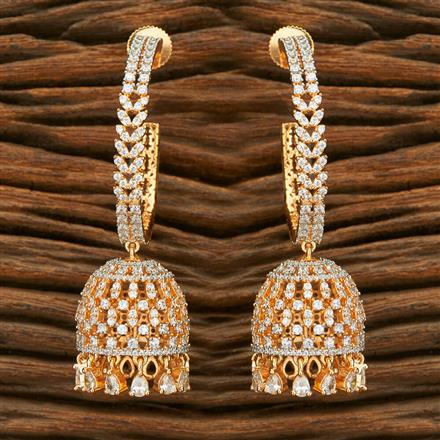 Cubic Zirconia Classic Jhumki With 2 Tone Rhodium Plating