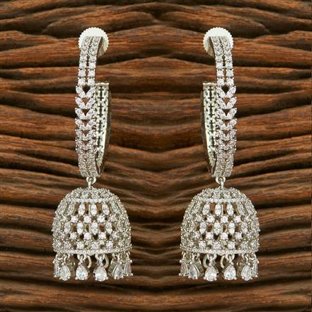 Cubic Zirconia Classic Jhumki With 2 Tone Rhodium Plating