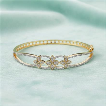 Cubic Zirconia Classic Kada With 2 Tone Rhodium Plating