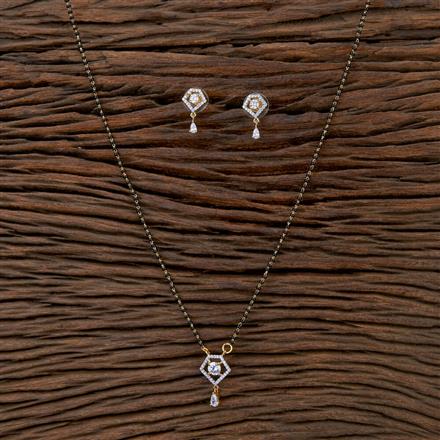 Cz Tanmaniya Mangalsutra With 2 Tone Rhodium Plating