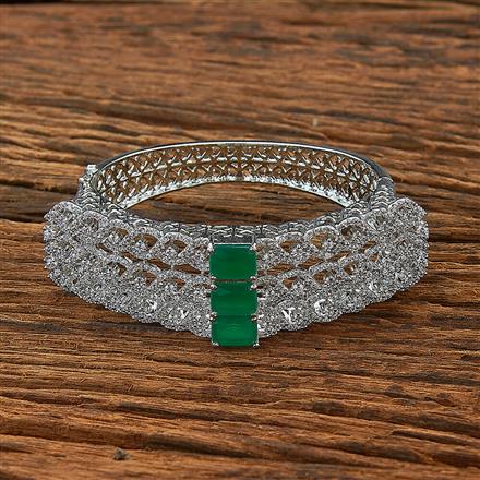 Cubic Zirconia Classic Kada With Rhodium Plating