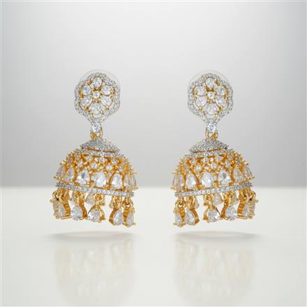 Cz Classic Jhumki With 2 Tone Rhodium Plating