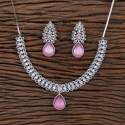 Cz Classic Necklace With Rhodium Plating