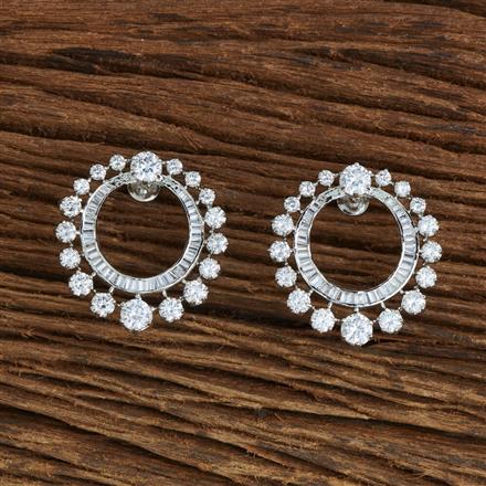 Cz Classic Earring With 2 Tone Rhodium Plating