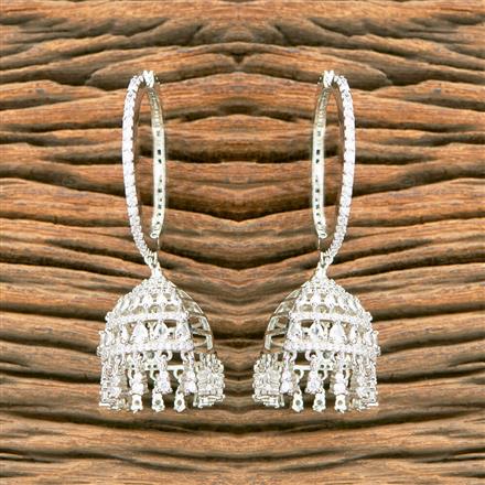 Cubic Zirconia Classic Jhumki With 2 Tone Rhodium Plating