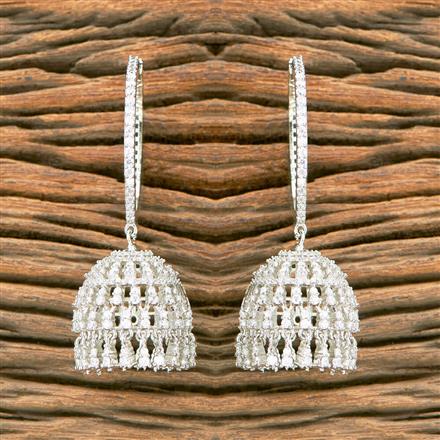 Cubic Zirconia Classic Jhumki With 2 Tone Rhodium Plating