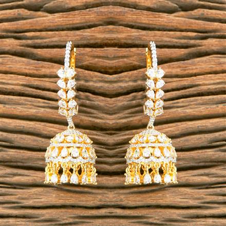 Cubic Zirconia Classic Jhumki With 2 Tone Plating