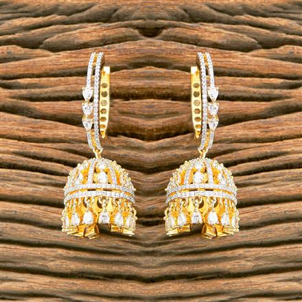Cubic Zirconia Classic Jhumki With 2 Tone Plating