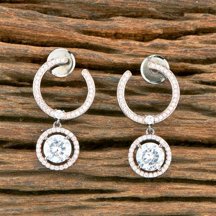 Cubic Zirconia Classic Earring With Black Rose 2 Tone Rhodium Plating