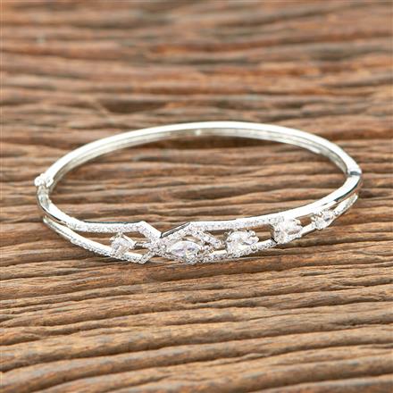 Cubic Zirconia Classic Kada With 2 Tone Rhodium Plating