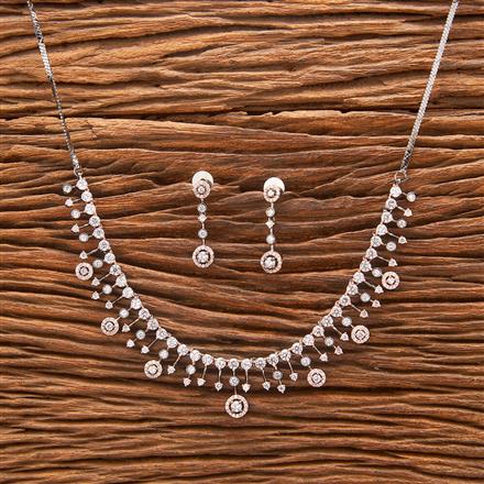 Cubic Zirconia Classic Necklace With Black Rose 2 Tone Rhodium Plating