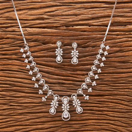 Cubic Zirconia Classic Necklace With 2 Tone Rhodium Plating