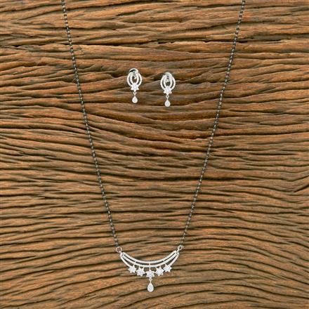 Cubic Zirconia Classic Mangalsutra With Rhodium Plating