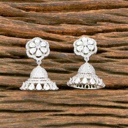 Cubic Zirconia Classic Jhumki With 2 Tone Rhodium Plating