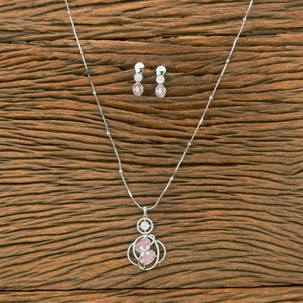 Cubic Zirconia Classic Pendant Set With Rhodium Plating