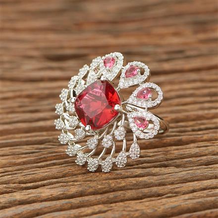 Cubic Zirconia Adjustable Ring With Rhodium Plating