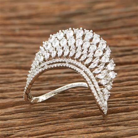 Cubic Zirconia Classic Ring With 2 Tone Rhodium Plating