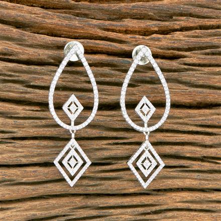 Cubic Zirconia Classic Earring With 2 Tone Rhodium Plating