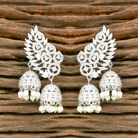 Cubic Zirconia Classic Jhumki With 2 Tone Rhodium Plating