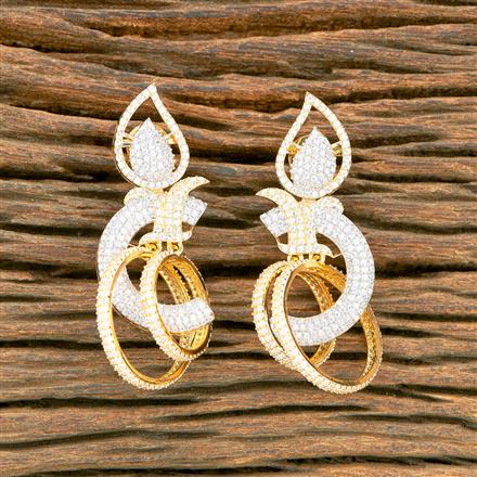 Cubic Zirconia Classic Earring With 2 Tone Rhodium Plating