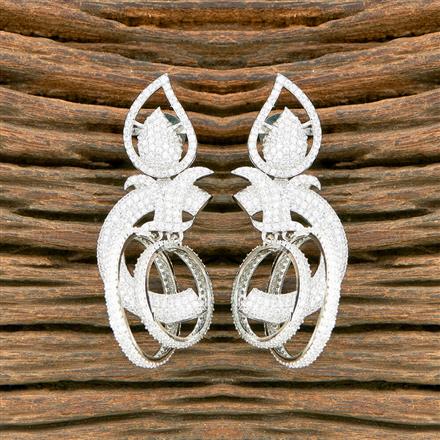 Cubic Zirconia Classic Earring With 2 Tone Rhodium Plating