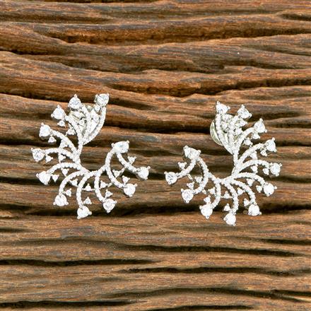 Cubic Zirconia Classic Earring With 2 Tone Rhodium Plating
