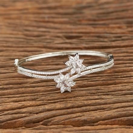 Cubic Zirconia Classic Kada With 2 Tone Rhodium Plating