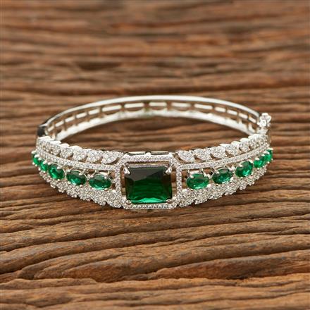Cubic Zirconia Classic Kada With Rhodium Plating