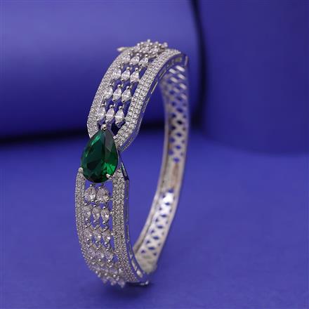 Cubic Zirconia Classic Kada With Rhodium Plating