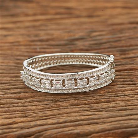 Cubic Zirconia Classic Kada With 2 Tone Rhodium Plating