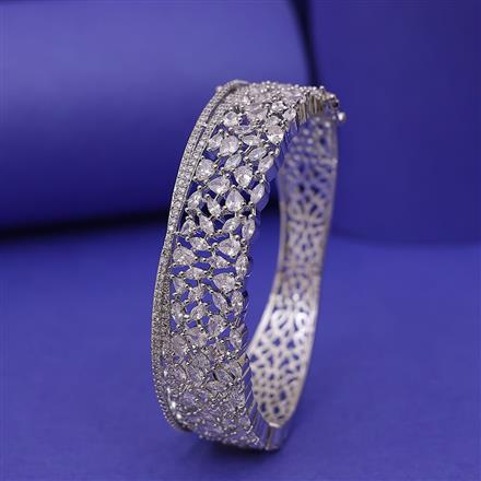 Cubic Zirconia Classic Kada With 2 Tone Rhodium Plating