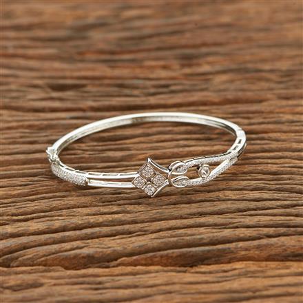 Cubic Zirconia Delicate Kada With 2 Tone Rhodium Plating