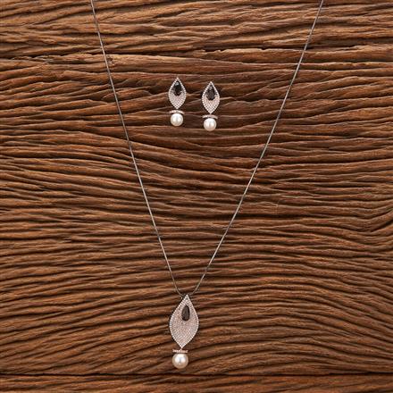 Cubic Zirconia Classic Pendant Set With Black Rose Plating