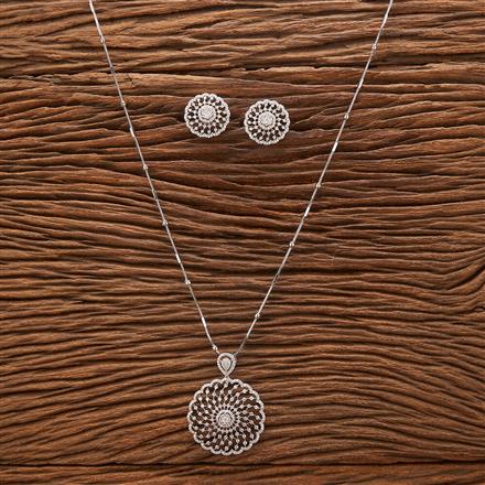 Cubic Zirconia Classic Pendant Set With Rhodium Plating